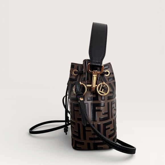 Fendi Mon Tresor Mini Bucket Bag in Brown FF Embossed Leather - NWT - Picture 5 of 7